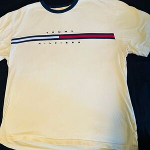 Tommy Hilfiger Cream and Navy Men's Tee